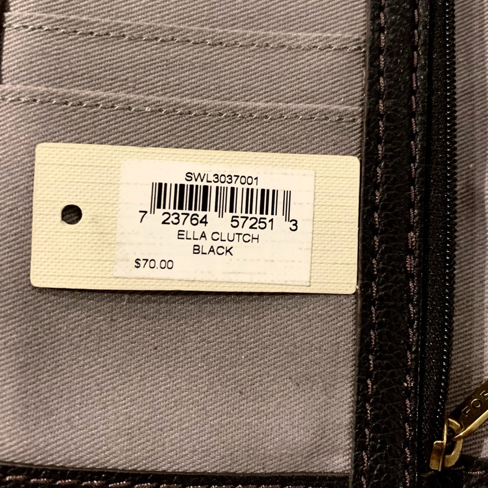Fossil Ella Clutch, black leather, never used, NWT - Picture 4 of 7